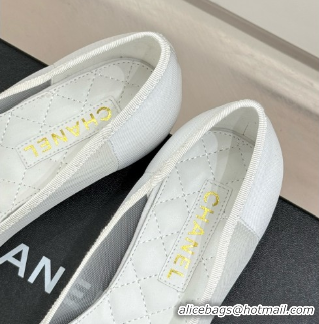 Low Cost Chanel Mesh & Grosgrain Ballerina White 050908