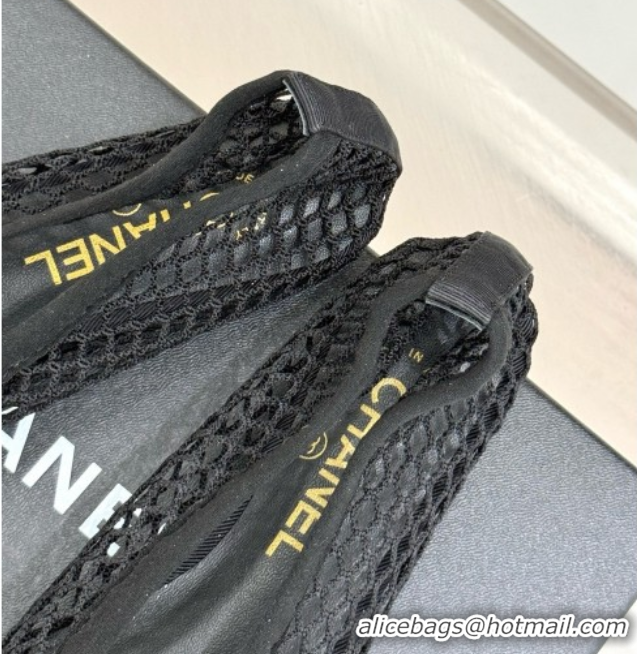 Grade Quality Chanel Mesh & Lambskin Ballet Flats Black 050911