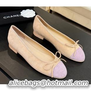 Pretty Style Chanel Suede & Grosgrain Ballerina Beige/Pink 5050914