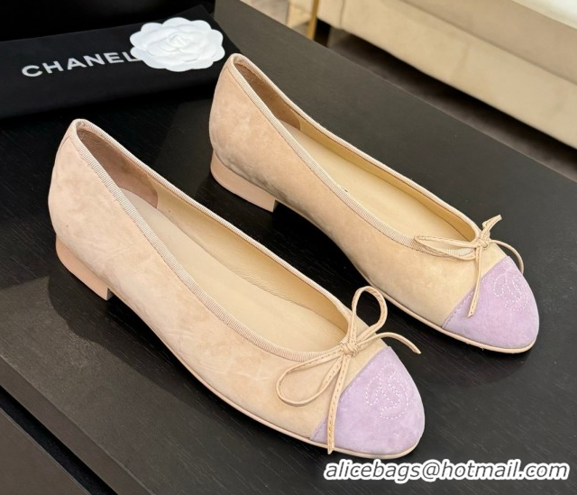 Pretty Style Chanel Suede & Grosgrain Ballerina Beige/Pink 5050914