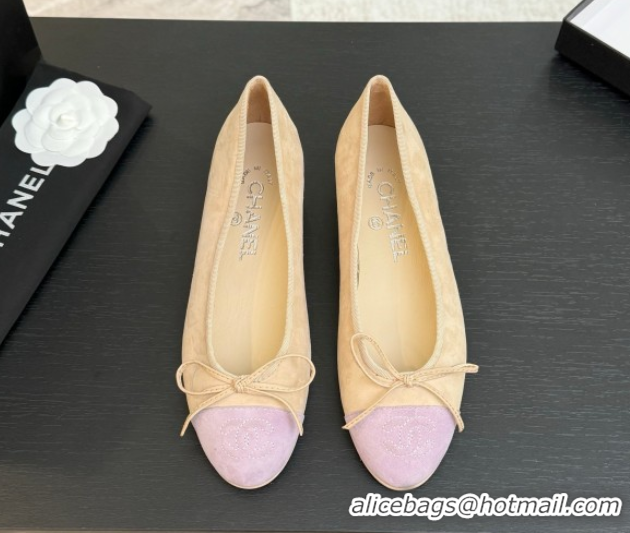 Pretty Style Chanel Suede & Grosgrain Ballerina Beige/Pink 5050914