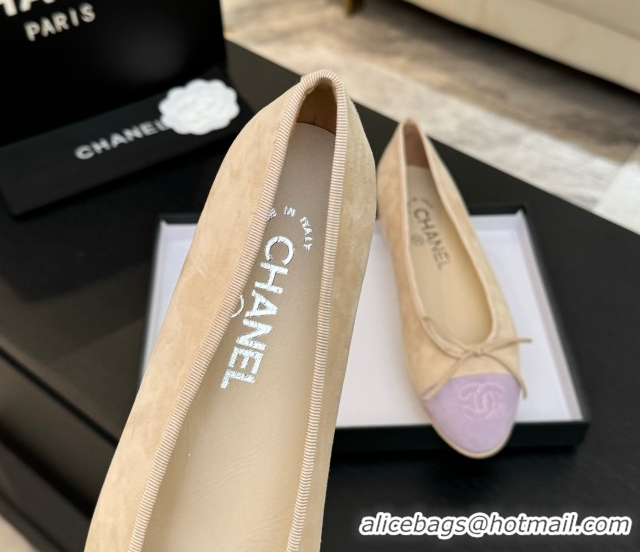Pretty Style Chanel Suede & Grosgrain Ballerina Beige/Pink 5050914