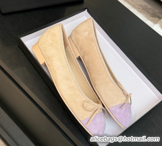 Pretty Style Chanel Suede & Grosgrain Ballerina Beige/Pink 5050914