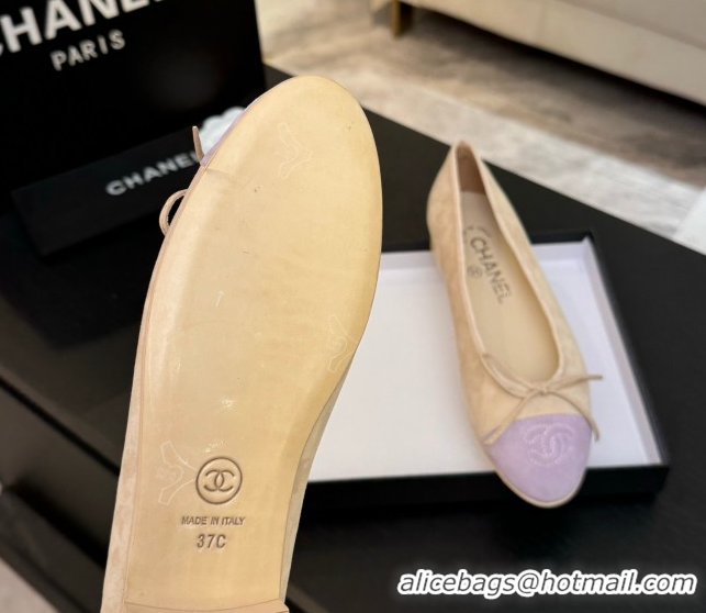 Pretty Style Chanel Suede & Grosgrain Ballerina Beige/Pink 5050914