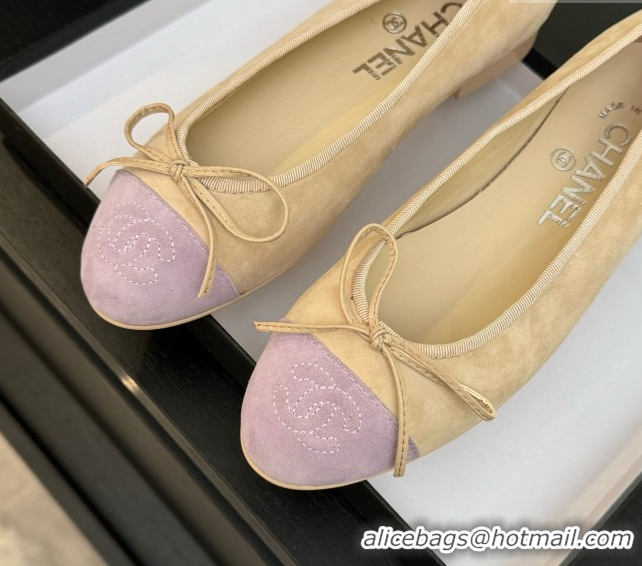 Pretty Style Chanel Suede & Grosgrain Ballerina Beige/Pink 5050914