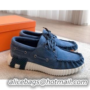 Unique Style Hermes Ketch Sneakers in Suede Blue 0419059