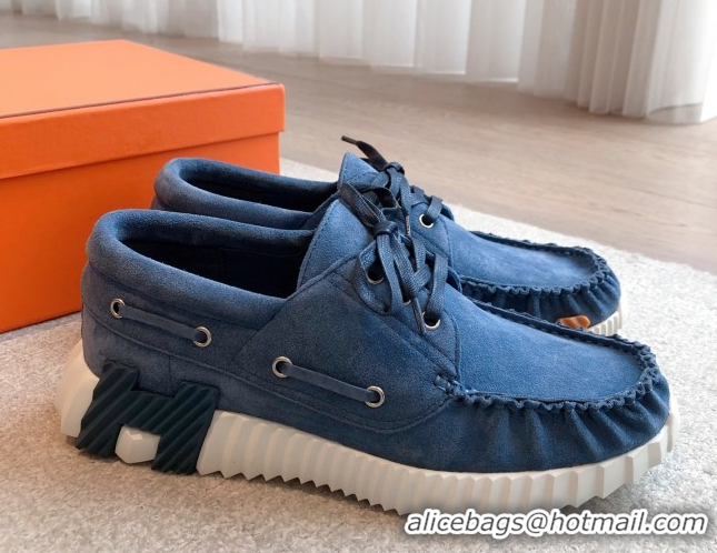 Unique Style Hermes Ketch Sneakers in Suede Blue 0419059