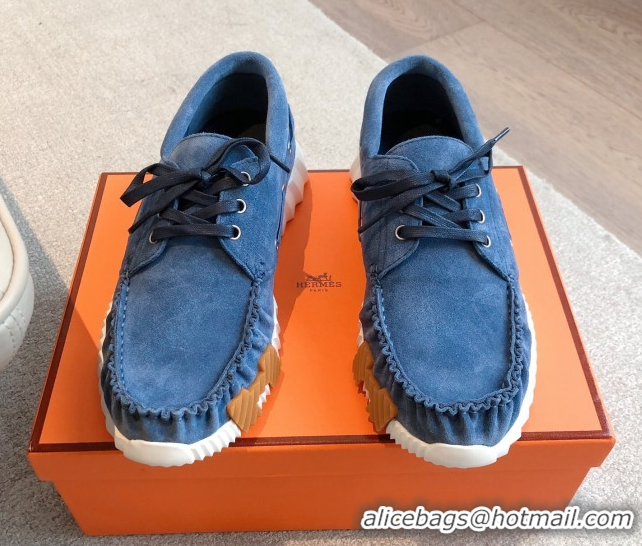 Unique Style Hermes Ketch Sneakers in Suede Blue 0419059