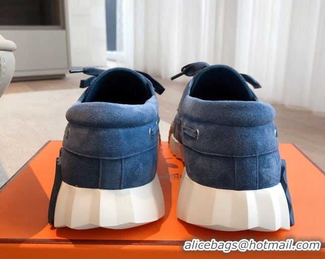 Unique Style Hermes Ketch Sneakers in Suede Blue 0419059
