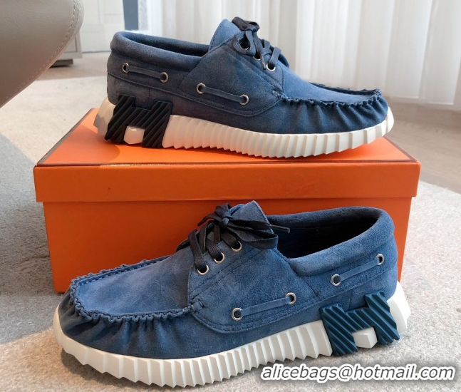 Unique Style Hermes Ketch Sneakers in Suede Blue 0419059