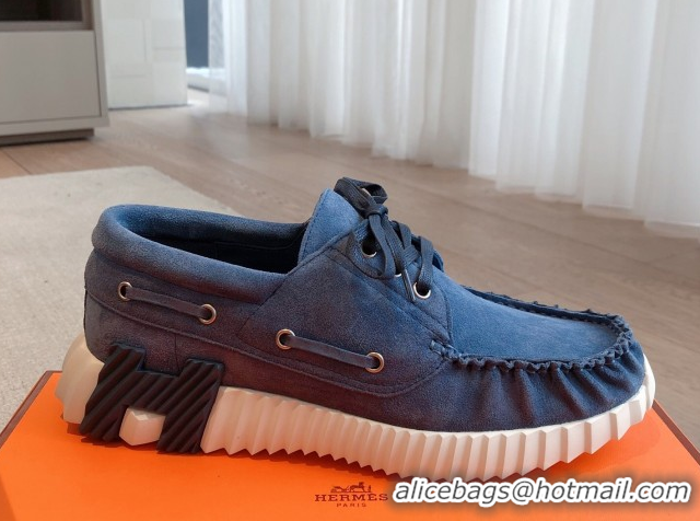 Unique Style Hermes Ketch Sneakers in Suede Blue 0419059