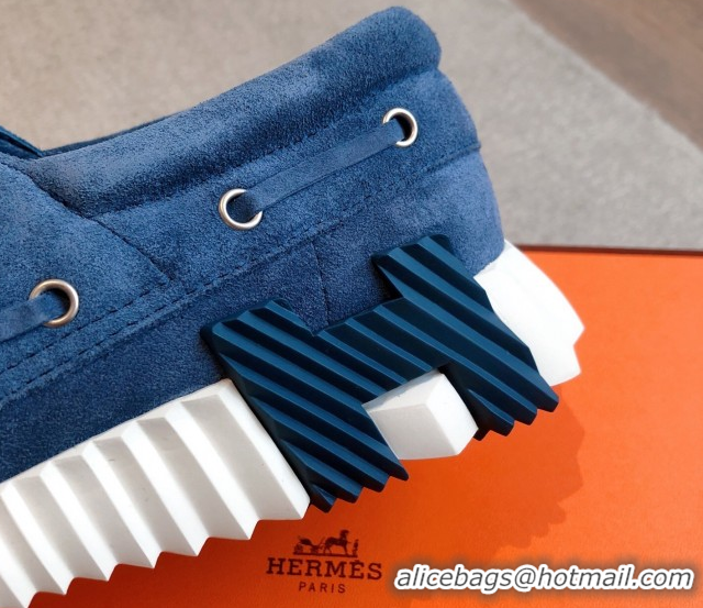 Unique Style Hermes Ketch Sneakers in Suede Blue 0419059