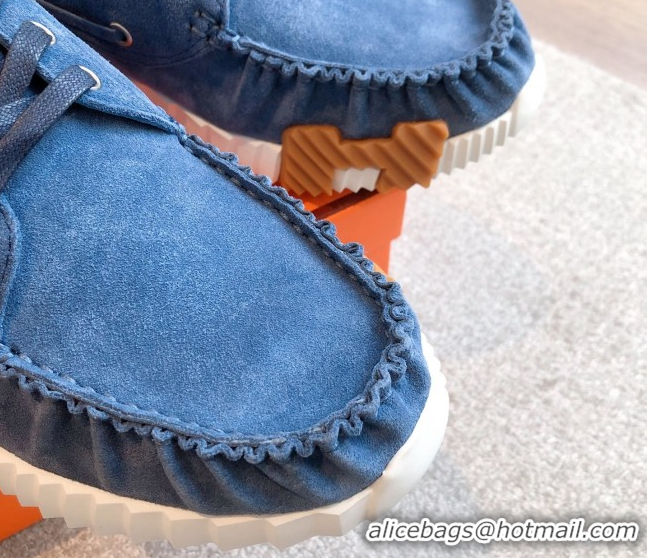Unique Style Hermes Ketch Sneakers in Suede Blue 0419059