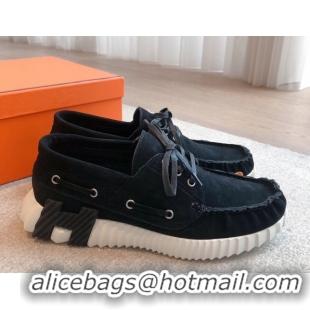 Low Cost Hermes Ketch Sneakers in Suede Black 0419060