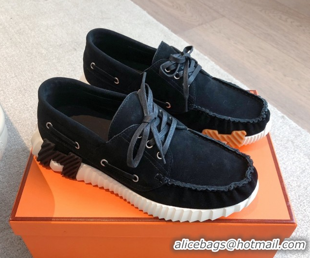 Low Cost Hermes Ketch Sneakers in Suede Black 0419060