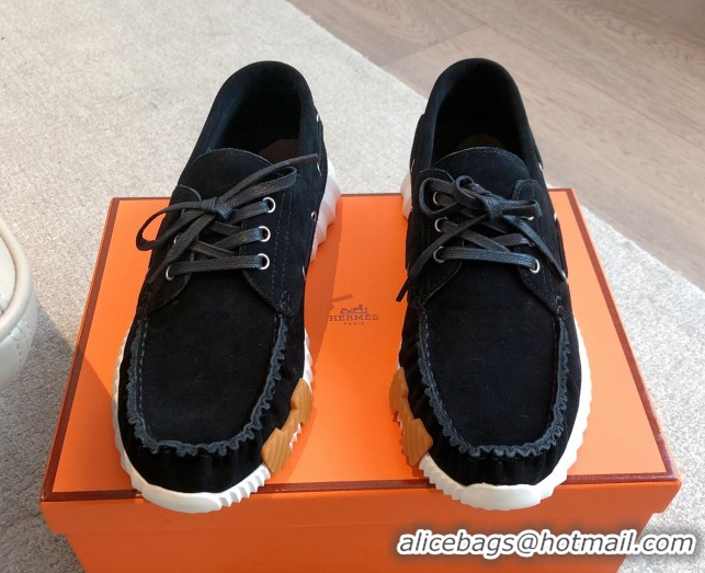 Low Cost Hermes Ketch Sneakers in Suede Black 0419060