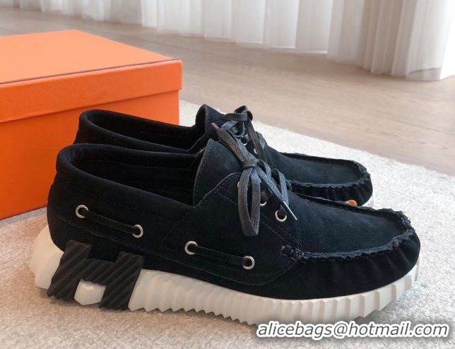 Low Cost Hermes Ketch Sneakers in Suede Black 0419060
