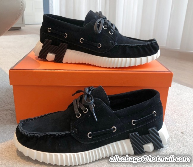 Low Cost Hermes Ketch Sneakers in Suede Black 0419060
