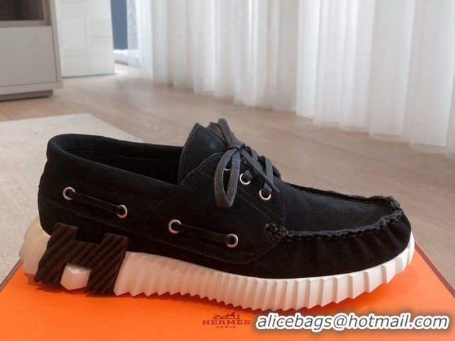Low Cost Hermes Ketch Sneakers in Suede Black 0419060