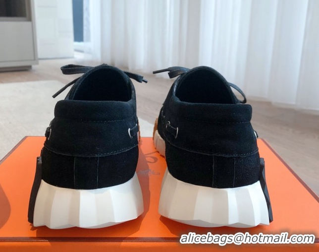 Low Cost Hermes Ketch Sneakers in Suede Black 0419060