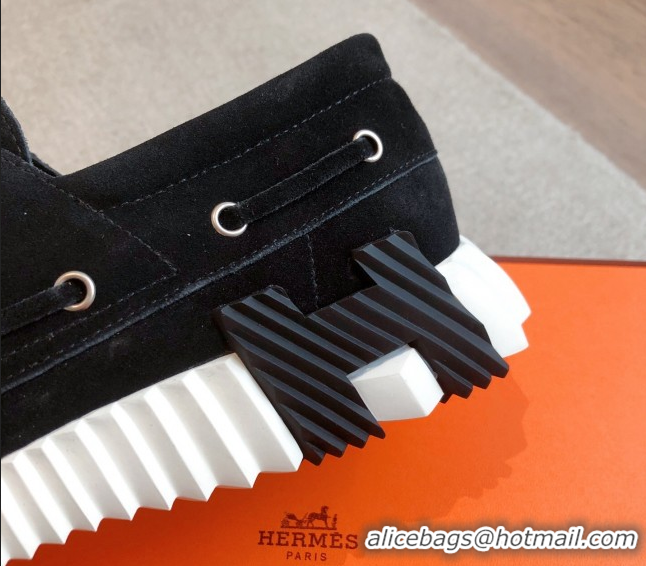 Low Cost Hermes Ketch Sneakers in Suede Black 0419060