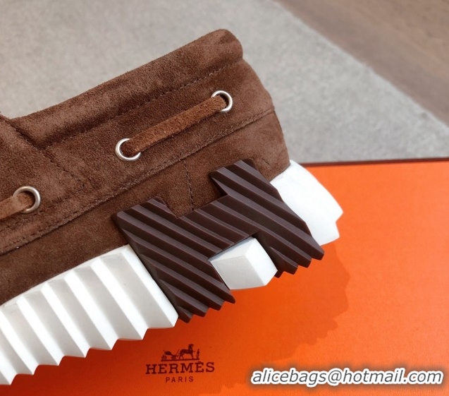 Pretty Style Hermes Ketch Sneakers in Suede Dark Brown 0419062