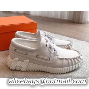 Top Grade Hermes Ketch Sneakers in Suede White 0419063