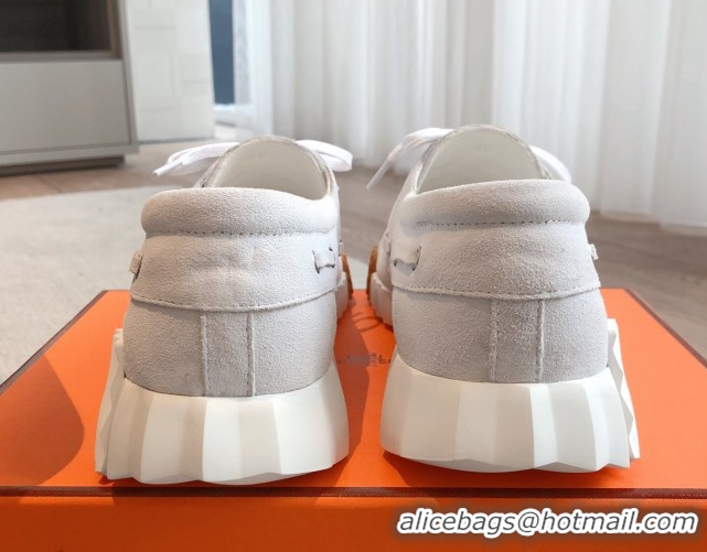 Top Grade Hermes Ketch Sneakers in Suede White 0419063