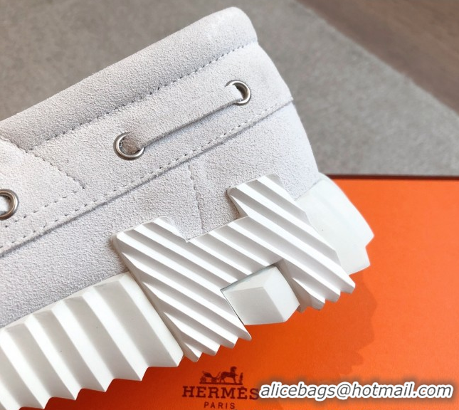 Top Grade Hermes Ketch Sneakers in Suede White 0419063