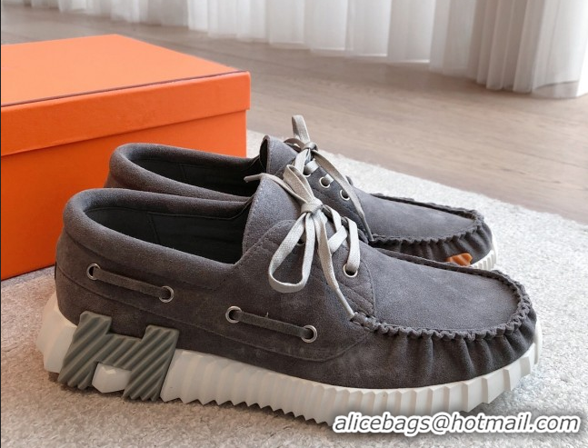 Good Product Hermes Ketch Sneakers in Suede Dark Grey 0419065