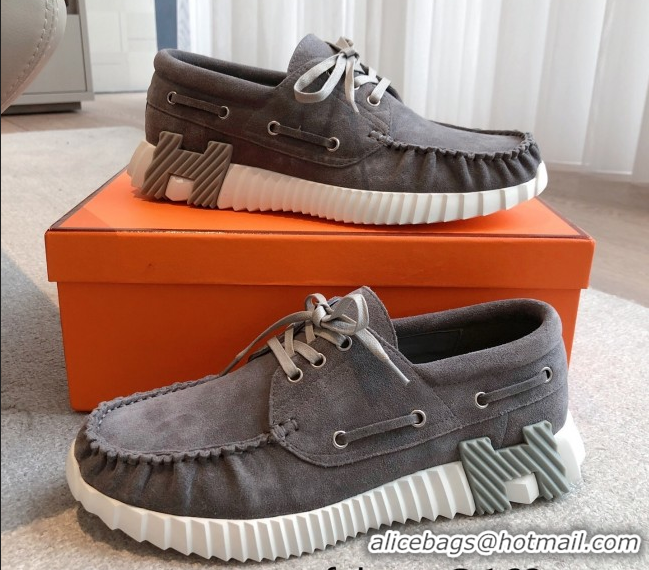 Good Product Hermes Ketch Sneakers in Suede Dark Grey 0419065