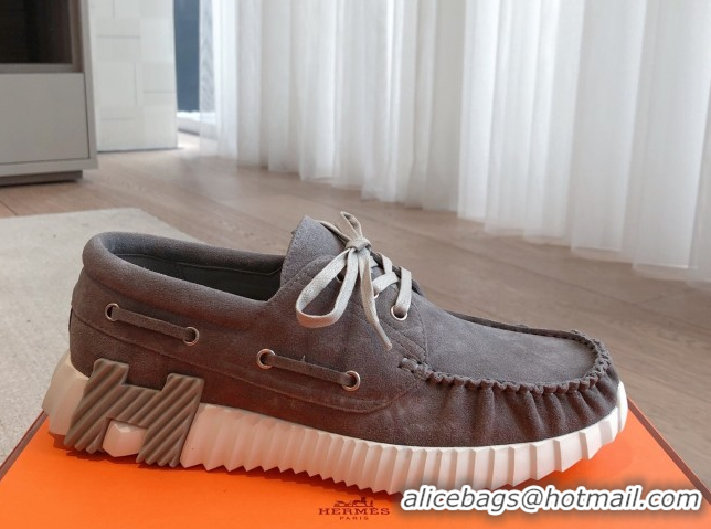 Good Product Hermes Ketch Sneakers in Suede Dark Grey 0419065