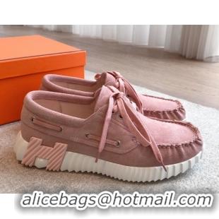 Durable Hermes Ketch Sneakers in Suede Pink 0419066