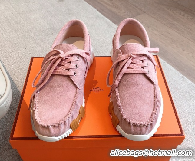 Durable Hermes Ketch Sneakers in Suede Pink 0419066
