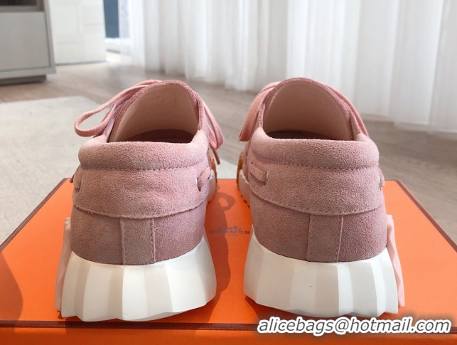 Durable Hermes Ketch Sneakers in Suede Pink 0419066