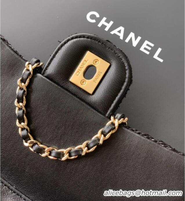 Promotional Chanel Braided Lurex & Silver-Tone Metal Flap Bag AS5279 Black 2025