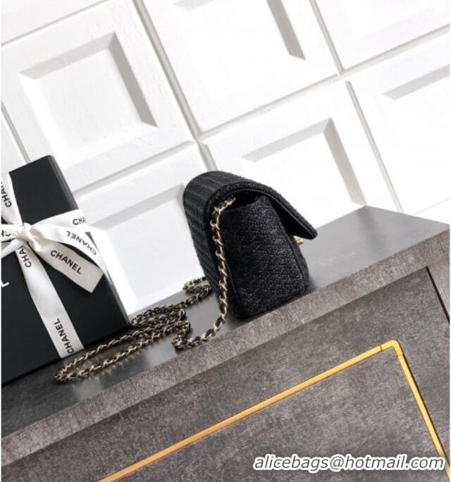 Promotional Chanel Braided Lurex & Silver-Tone Metal Flap Bag AS5279 Black 2025