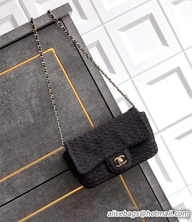 Promotional Chanel Braided Lurex & Silver-Tone Metal Flap Bag AS5279 Black 2025