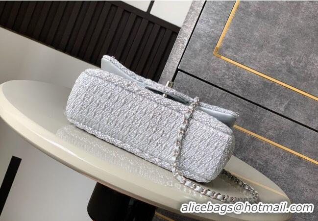 Unique Grade Chanel Braided Lurex & Silver-Tone Metal Flap Bag AS5279 Silver 2025