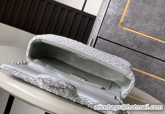Unique Grade Chanel Braided Lurex & Silver-Tone Metal Flap Bag AS5279 Silver 2025