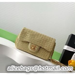 Shop Promotional Chanel Braided Lurex & Gold-Tone Metal Flap Bag AS5279 Gold 2025