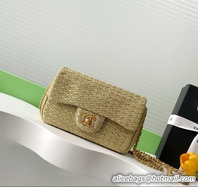 Shop Promotional Chanel Braided Lurex & Gold-Tone Metal Flap Bag AS5279 Gold 2025