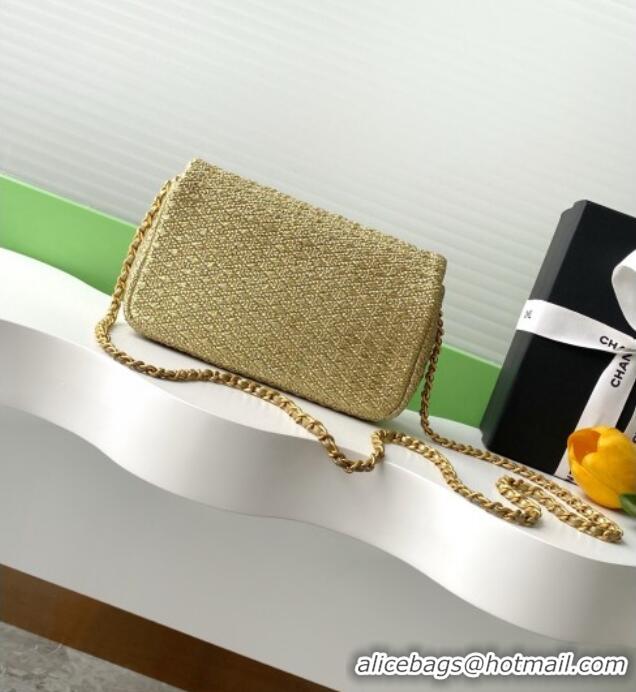 Shop Promotional Chanel Braided Lurex & Gold-Tone Metal Flap Bag AS5279 Gold 2025