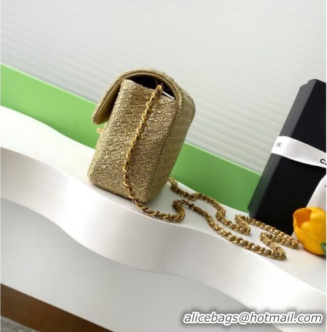 Shop Promotional Chanel Braided Lurex & Gold-Tone Metal Flap Bag AS5279 Gold 2025