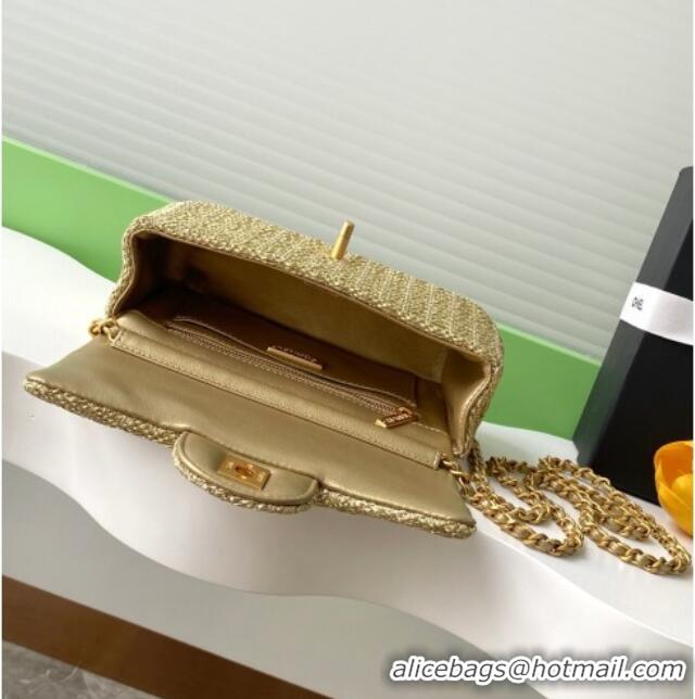 Shop Promotional Chanel Braided Lurex & Gold-Tone Metal Flap Bag AS5279 Gold 2025