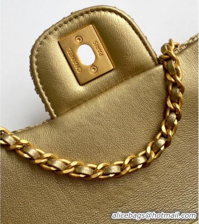 Shop Promotional Chanel Braided Lurex & Gold-Tone Metal Flap Bag AS5279 Gold 2025
