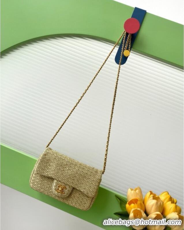 Shop Promotional Chanel Braided Lurex & Gold-Tone Metal Flap Bag AS5279 Gold 2025