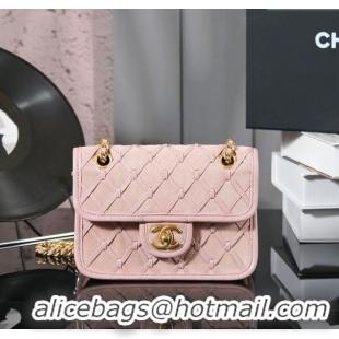 Top Grade Chanel Suede & Braided Calfskin Mini Flap Bag AS4797 Light Pink 2025