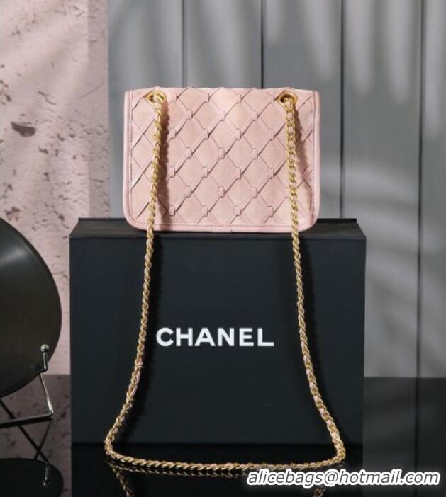 Top Grade Chanel Suede & Braided Calfskin Mini Flap Bag AS4797 Light Pink 2025