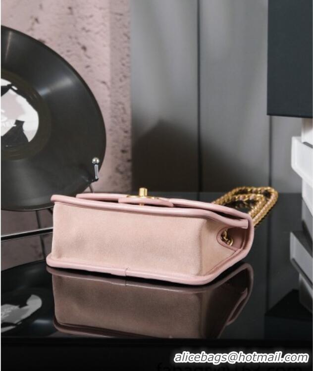 Top Grade Chanel Suede & Braided Calfskin Mini Flap Bag AS4797 Light Pink 2025